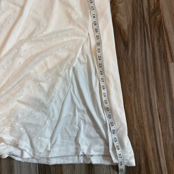 NWT Lulu’s Dress White Polka Dot Mesh One-Shoulder Midi XL Slit Cocktail Event - Picture 11 of 11
